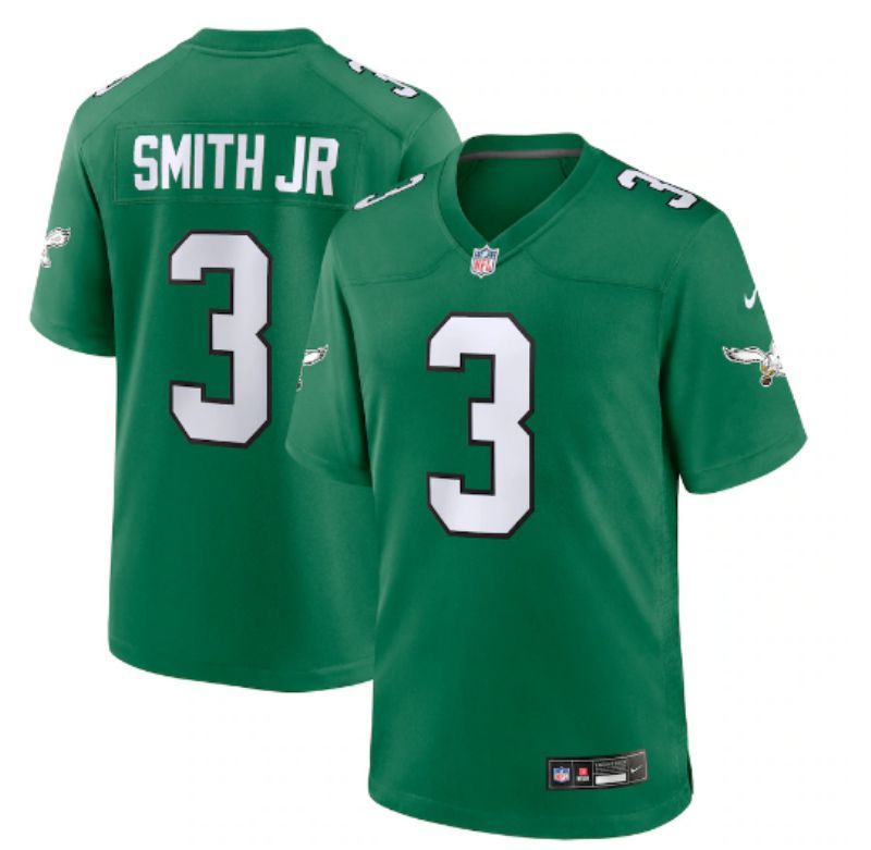 Men Philadelphia Eagles #3 Smith jr Green Retro three generations 2025 Nike Vapor Limited NFL Jersey style 1